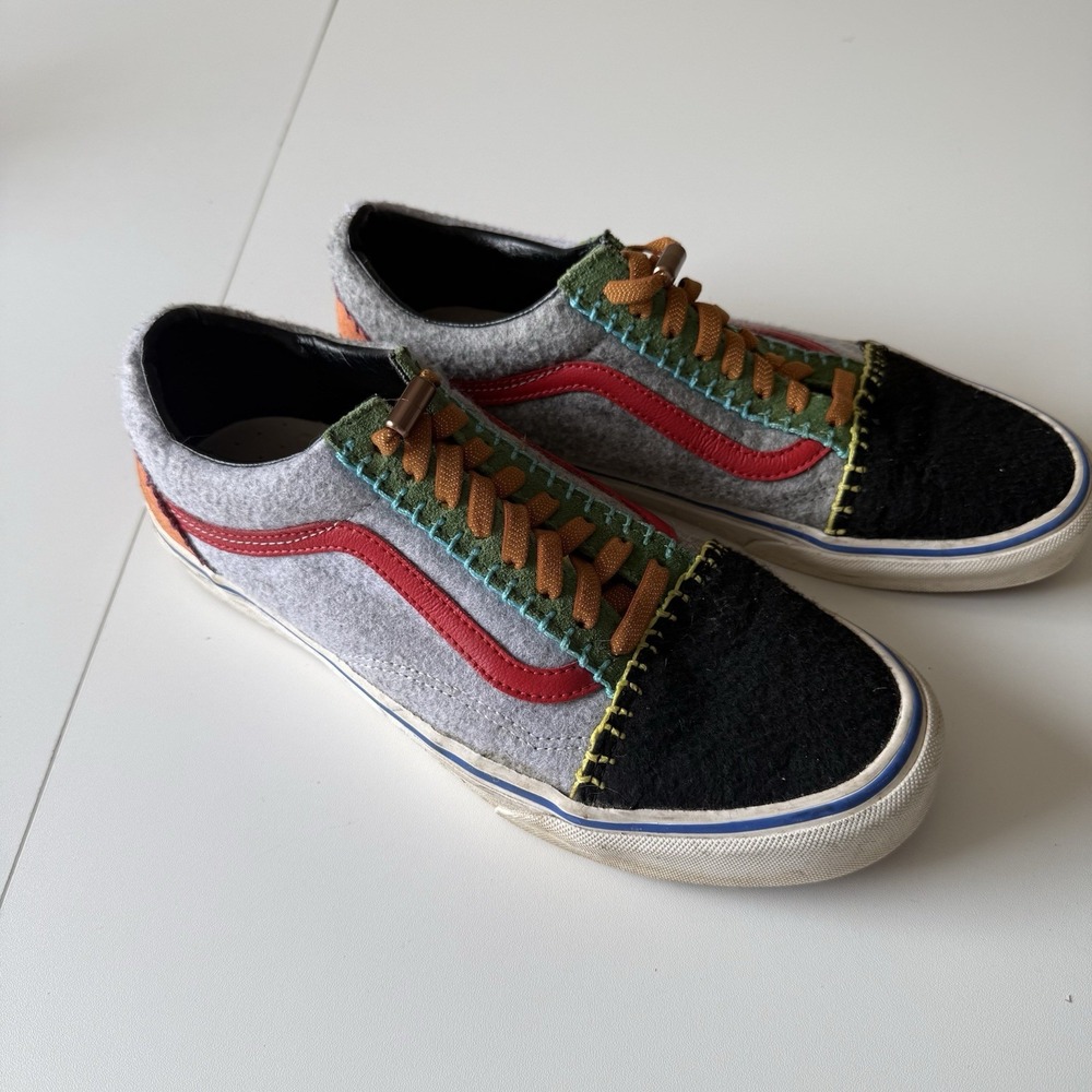VANS Blanket Stitch Felt Multicolor Slip On Sneakers‎ Size 8.5 Men 10 Women